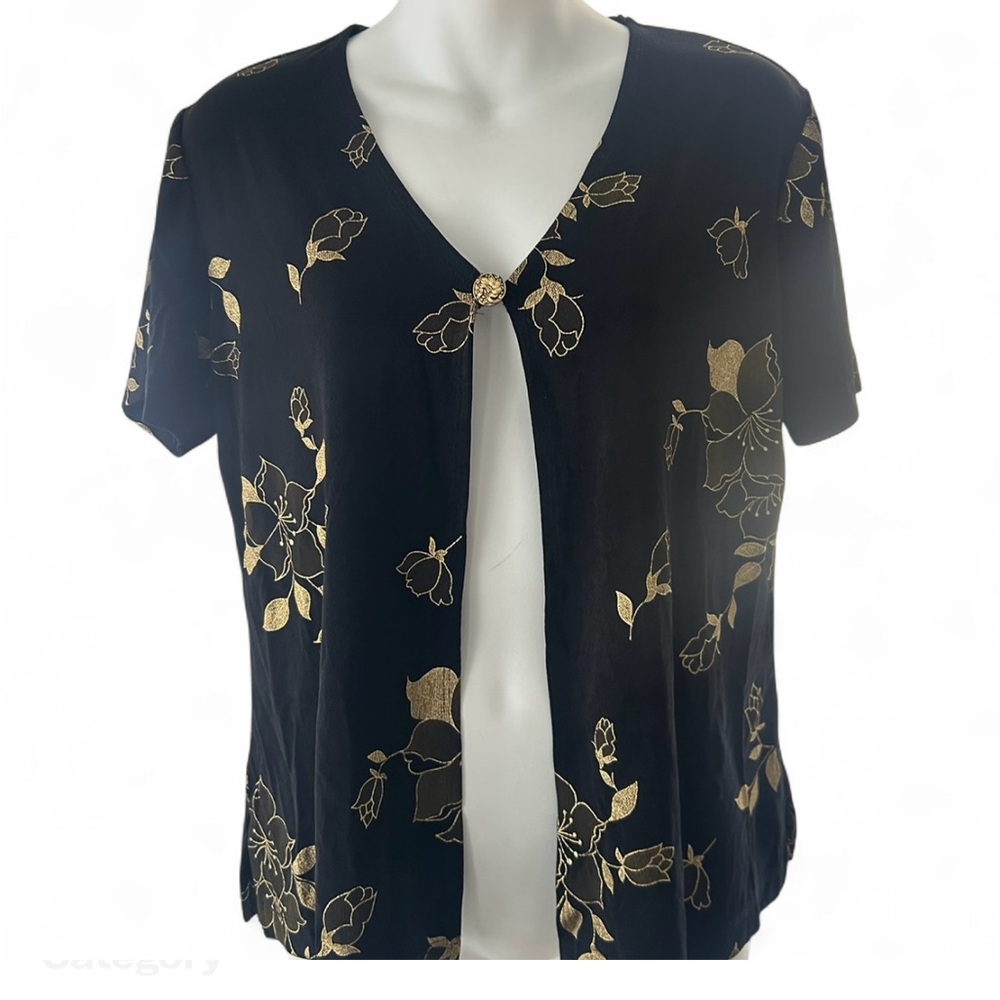 Chic Black and Gold Floral Women's Blouse